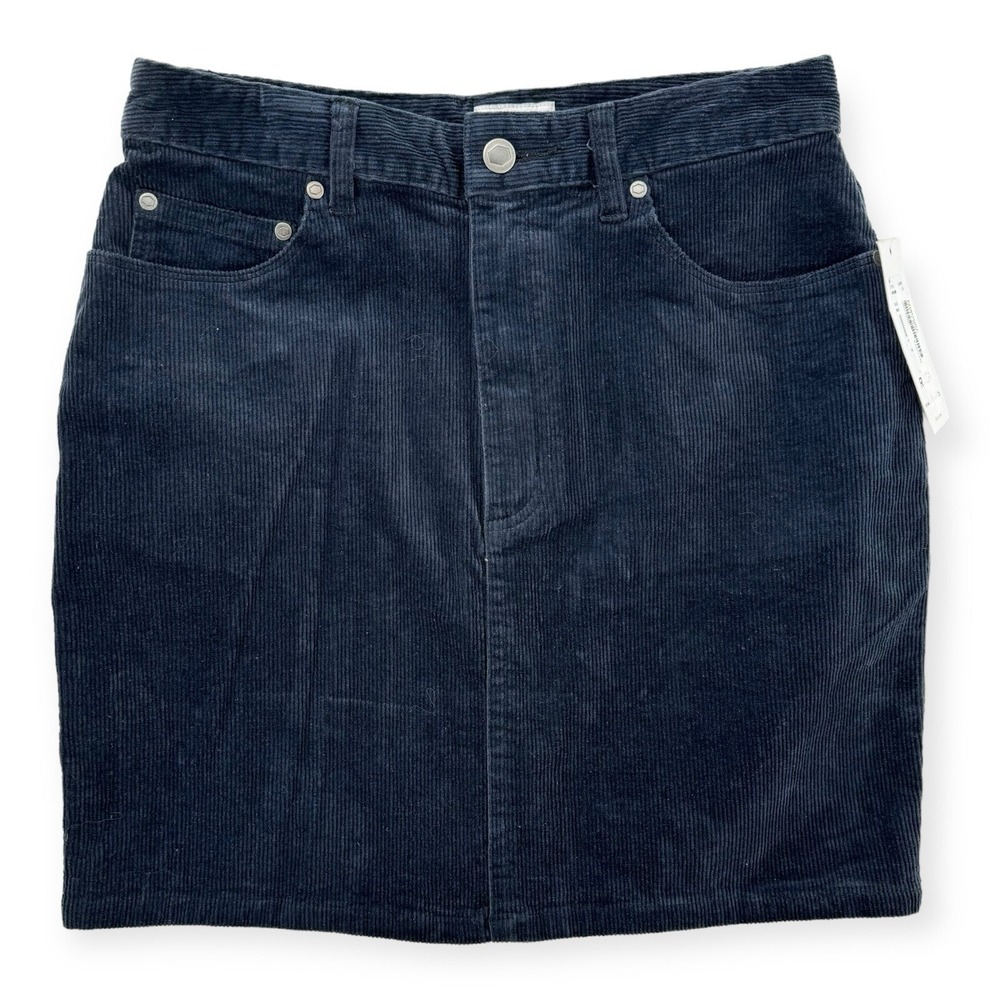 RVCA Molly Corduroy Skirt Womens Size 27 Navy Straight Short Mini Slit NWT‎